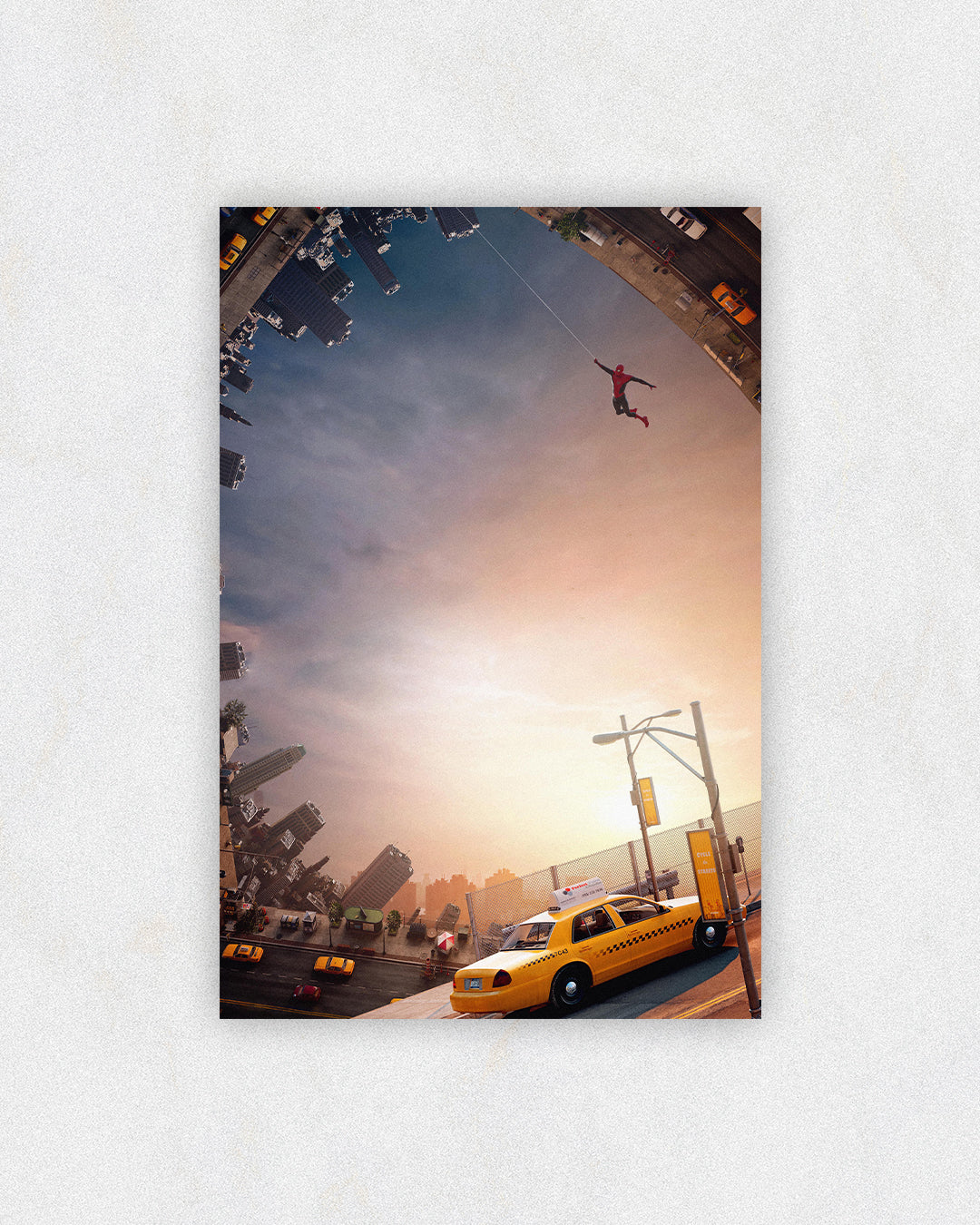 Spider-Man Fisheye Cityscape Swing Poster