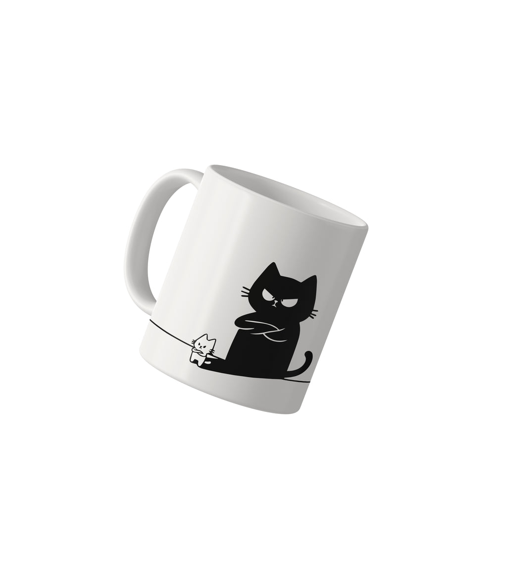 Grumpy Black Cat & Kitten Mug