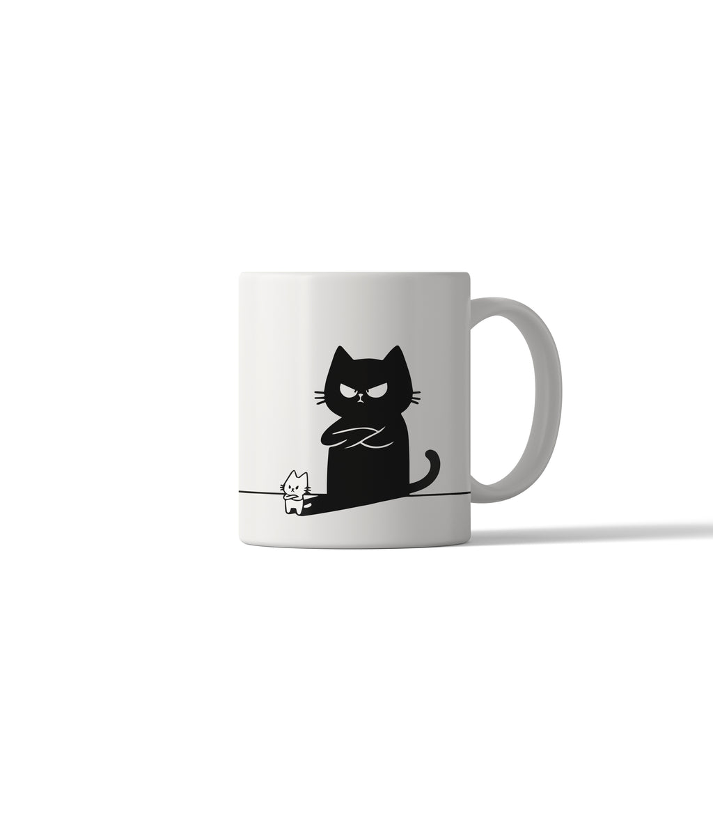Grumpy Black Cat & Kitten Mug