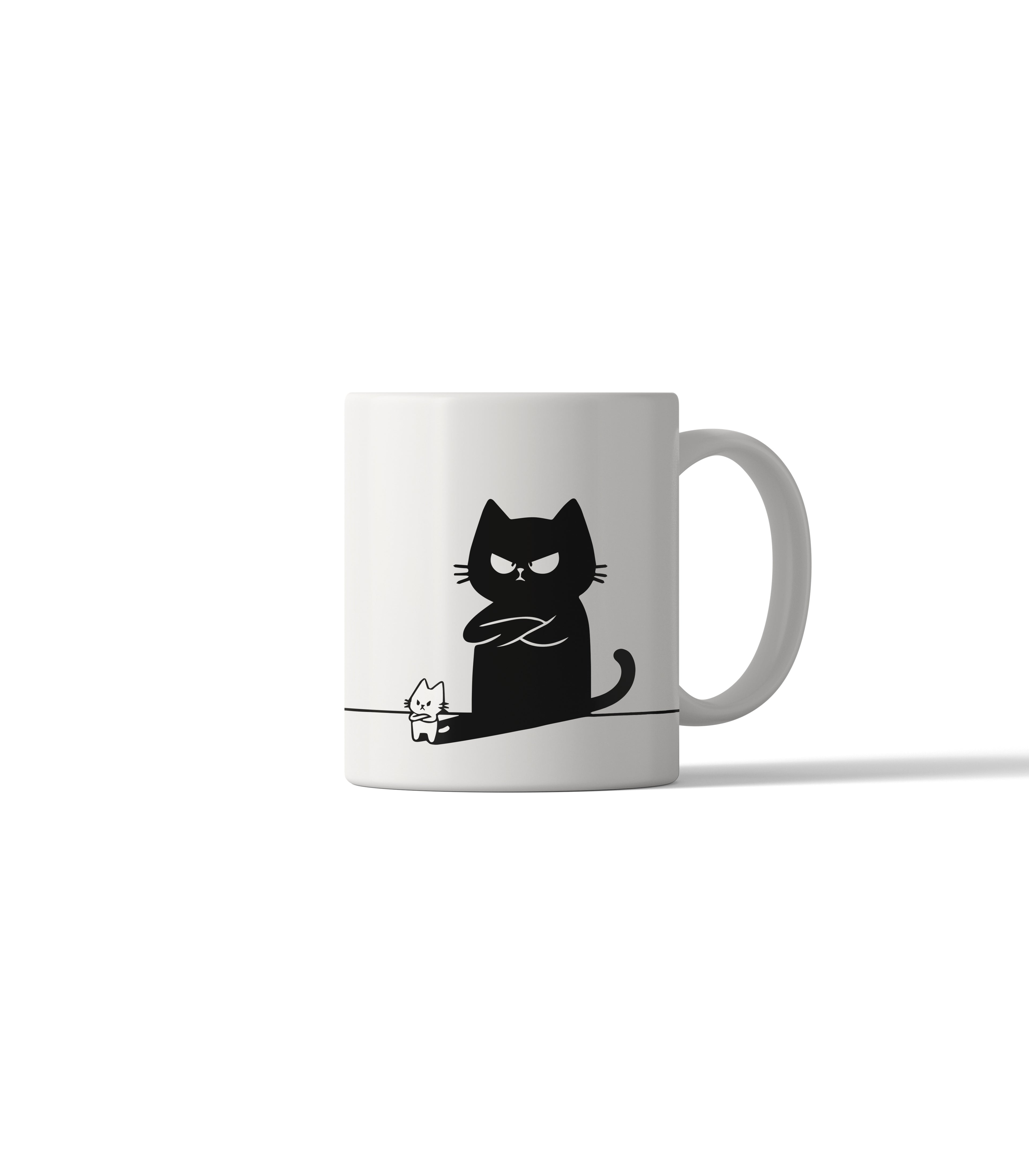 Grumpy Black Cat & Kitten Mug