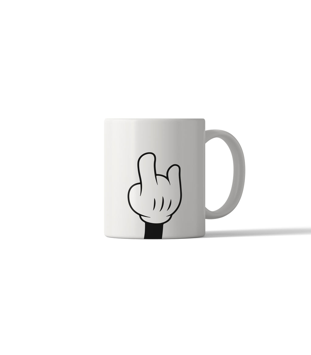 Rock On Horns Sign Classic Cartoon Hand Mug