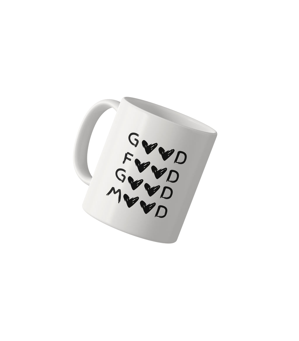 Good Food Good Mood Black Heart Mug