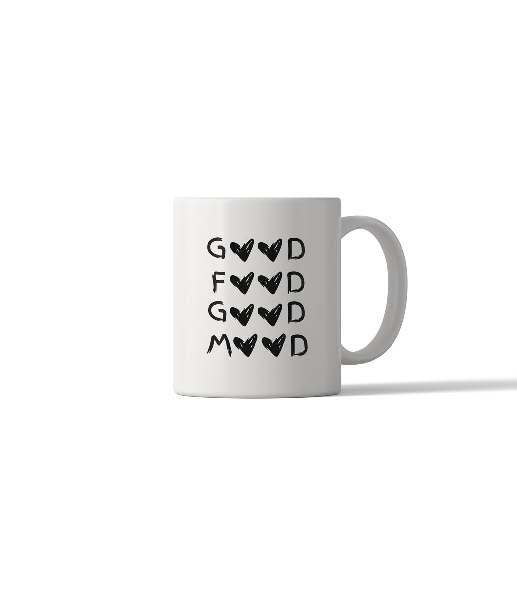 Good Food Good Mood Black Heart Mug