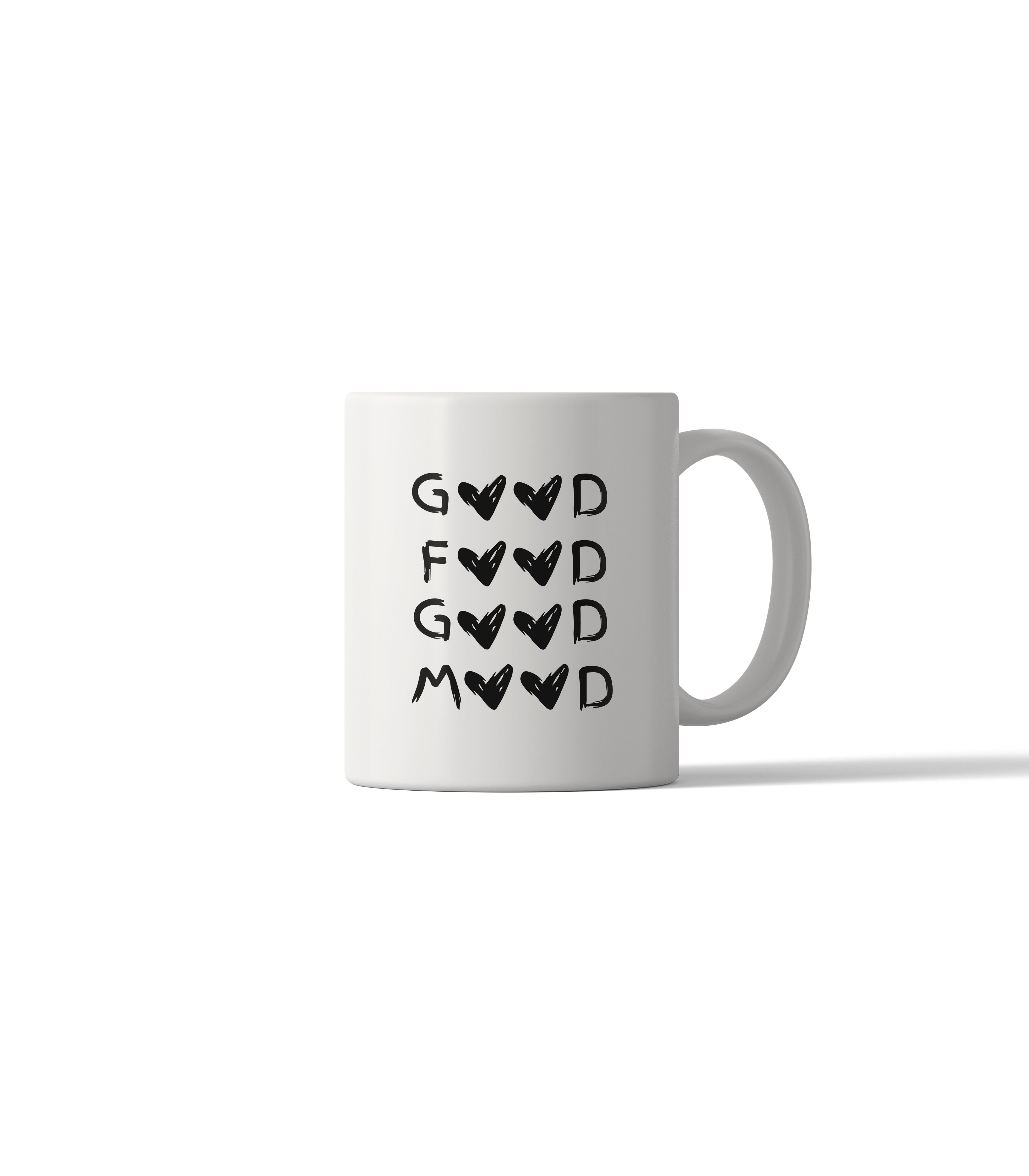 Good Food Good Mood Black Heart Mug