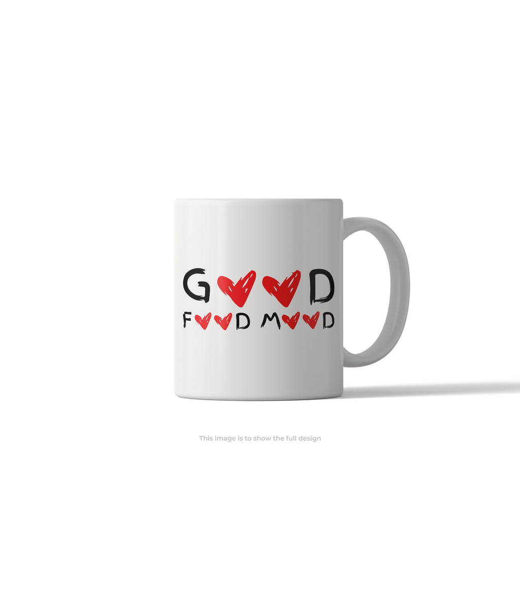 Good Food Good Mood Red Heart Mug