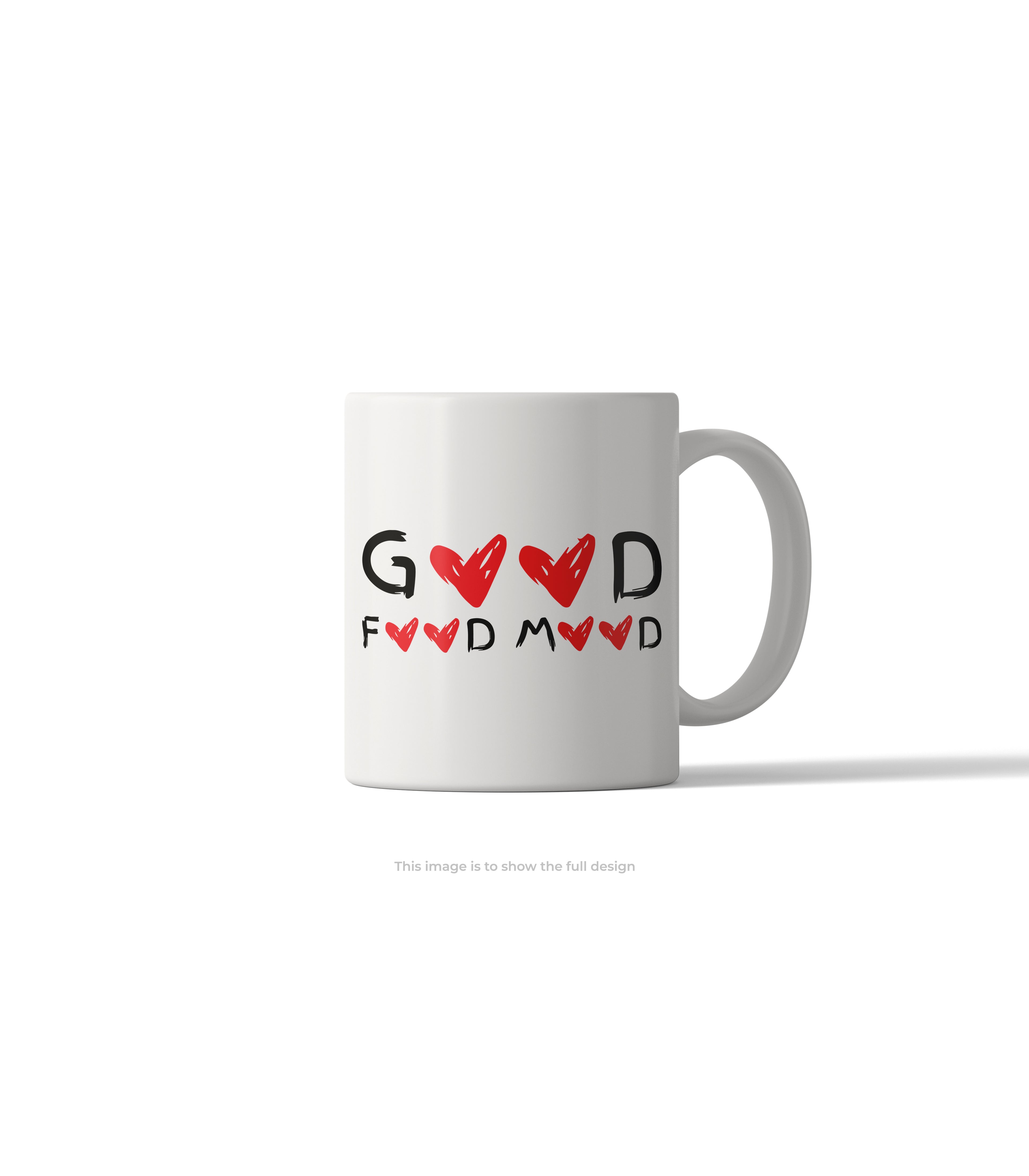 Good Food Good Mood Red Heart Mug