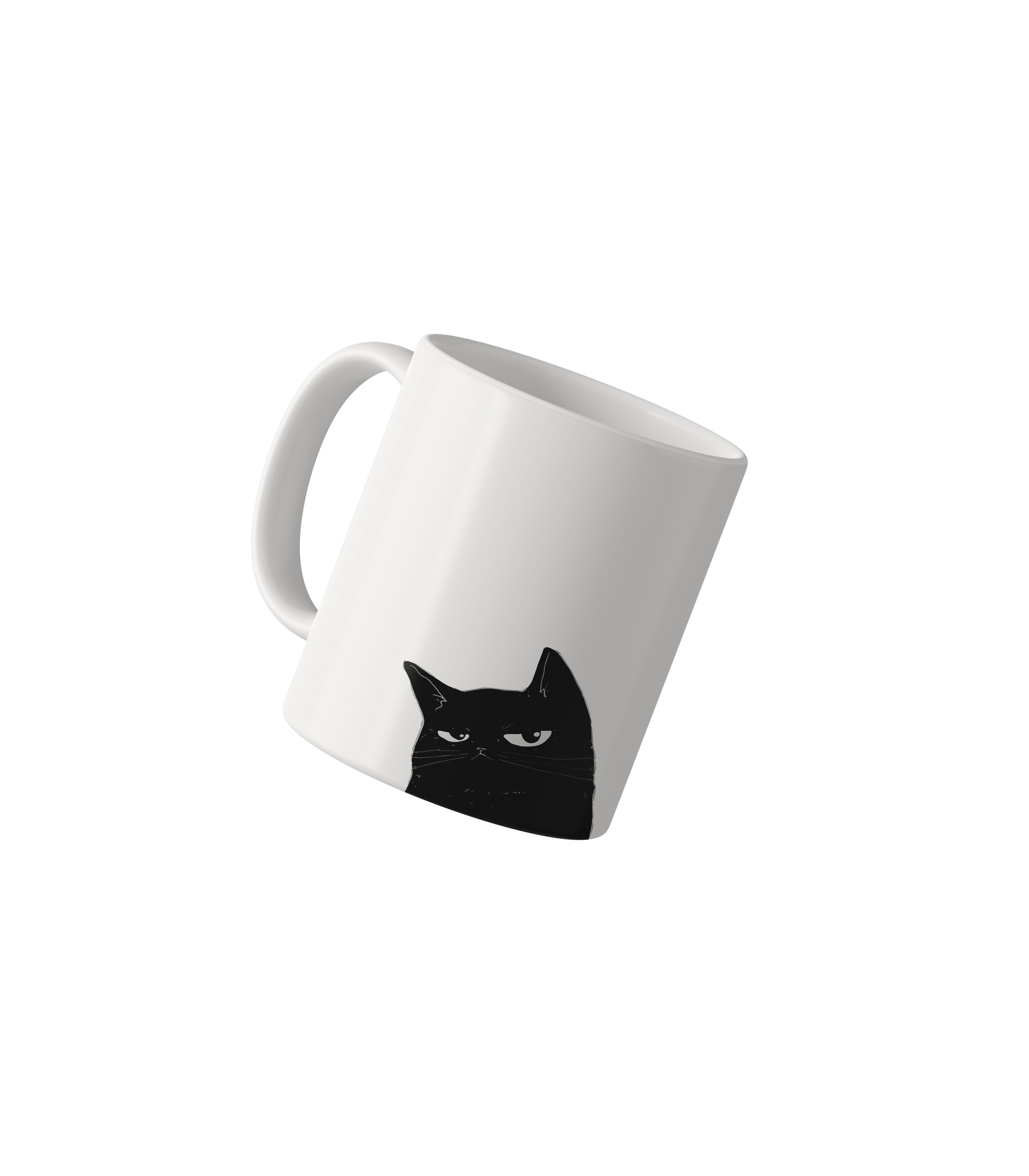Peeking Black Cat Mug