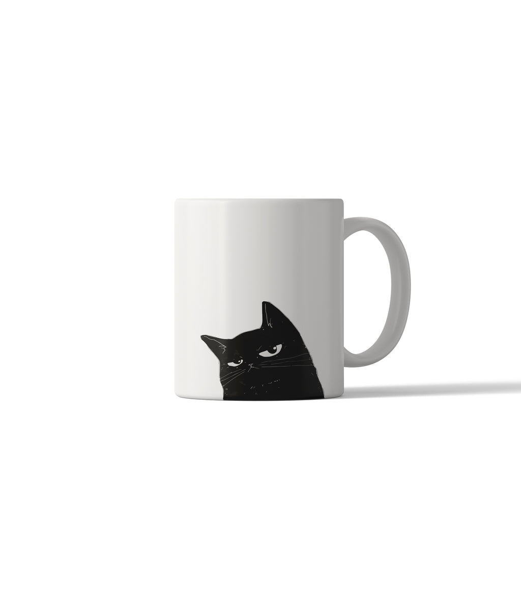Peeking Black Cat Mug