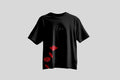 Red Floral Outline Black Tee