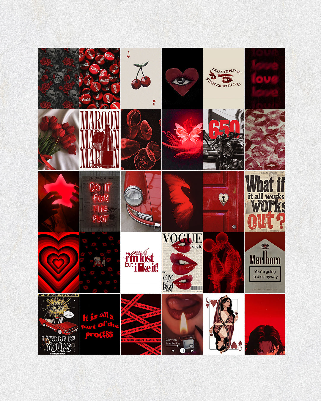 Red Aesthetic Wall Collage Kit