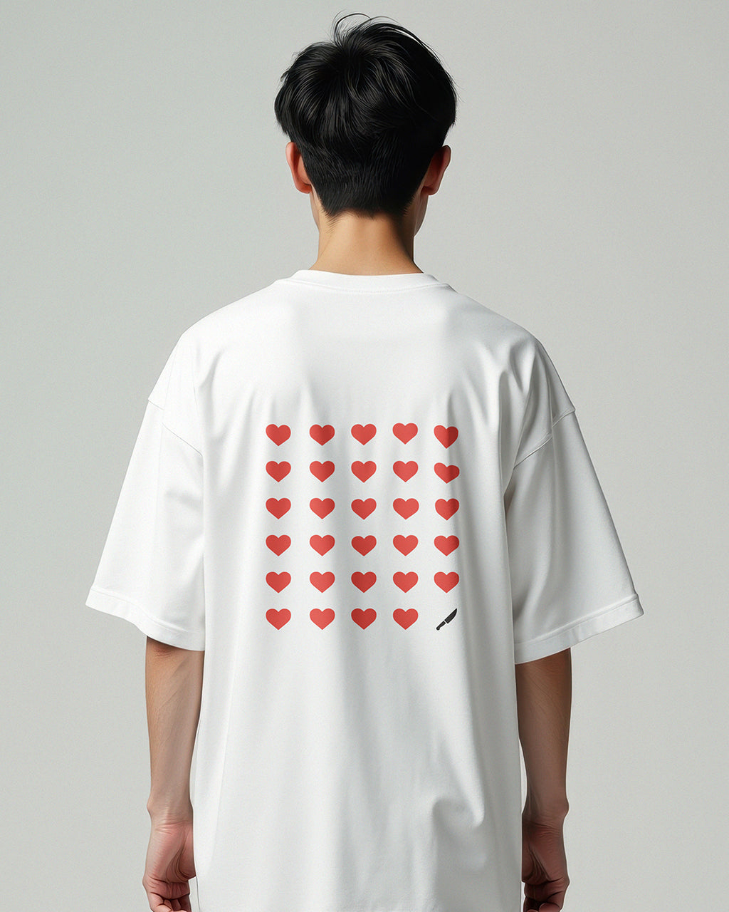 Obsession Heart Grid Oversized Tee